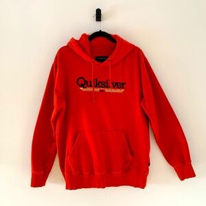 Quiksilver Men's Orange/Red Baggie Pullover Hoodie Sweatshirt Size L